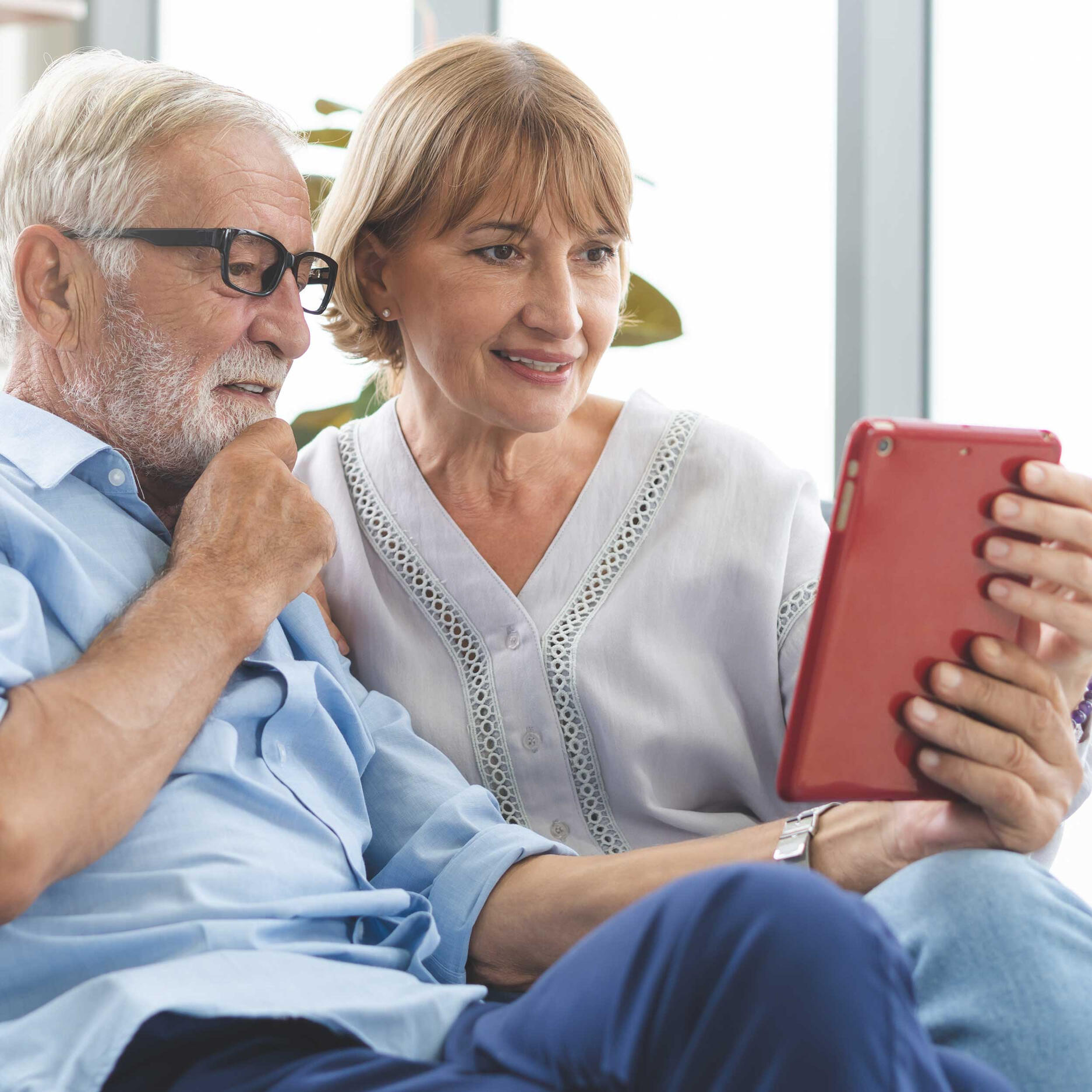 older couple looking at website
